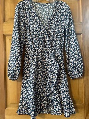 Abound Navy Dress with Pink and Cream Floral Print